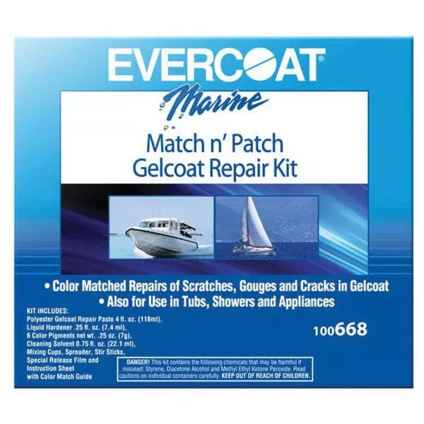 Evercoat Match n’ Patch Gelcoat Repair Kit 668 – 4 oz Pink Liquid with Hardener and Mixing Sticks