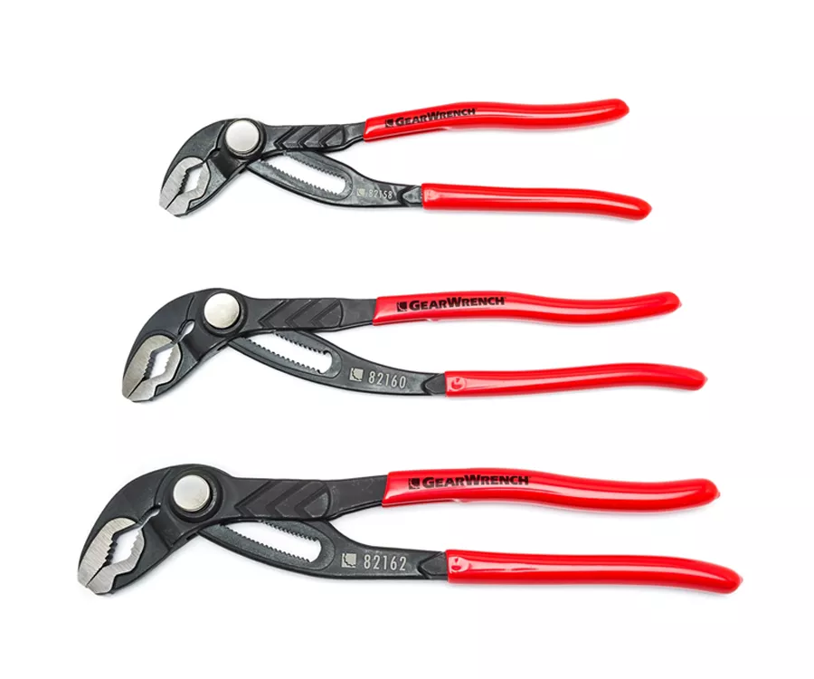 GearWrench 82118 - 3 Piece Push Button Tongue And Groove Plier Set - 8", 10", 12''