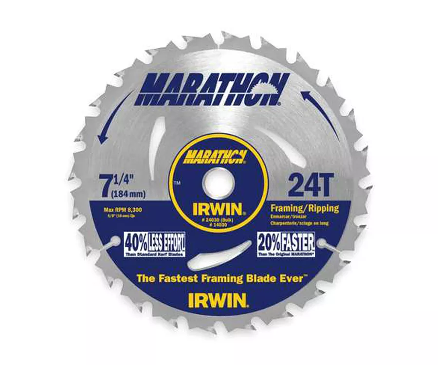 Irwin Hanson 14030 - 7-1/4" x 24T Framing/Ripping, Universal Arbor - Carded
