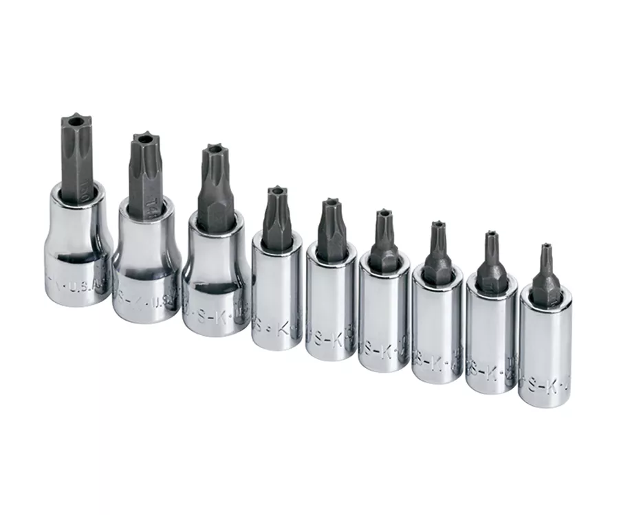 SK Hand Tool 19769 - 9 Piece 1/4" and 3/8" Drive Tamper-Proof Torx Bit Socket Set