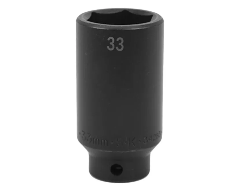 SK Hand Tool 34283 - 1/2" Drive 6 Point Axle Nut Deep Impact Socket 33mm