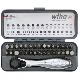 Wiha 74984 Bit Set with Mini Ratchet, 1/4" drive, 31-piece