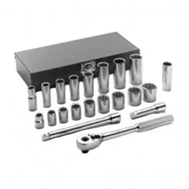 Wright Tool WRIA34 12-Point Standard/Deep Socket Set, 3/8" drive, 21-piece