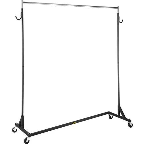 Z Rack, Industrial Grade Z Base Garment Rack, Height Adjustable Rolling Z Garment Rack, Sturdy Steel Z Base Clothing Rack w/ Lockable Casters for Home Clothing Store Display Commercial Use Black